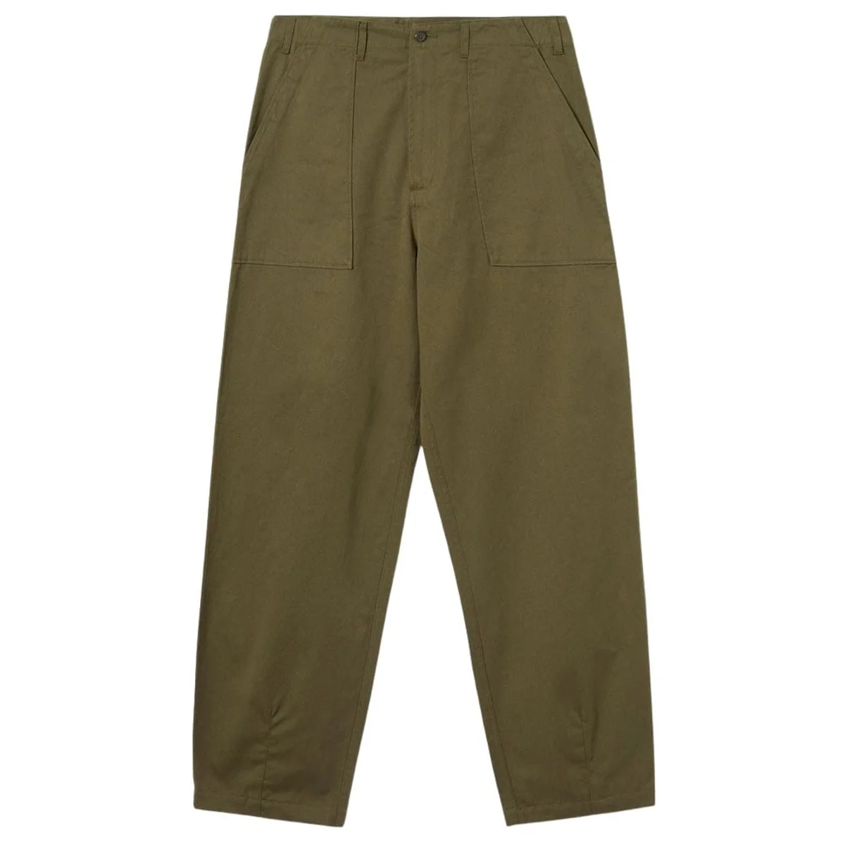 Wide-leg khaki cotton chinos with relaxed fit